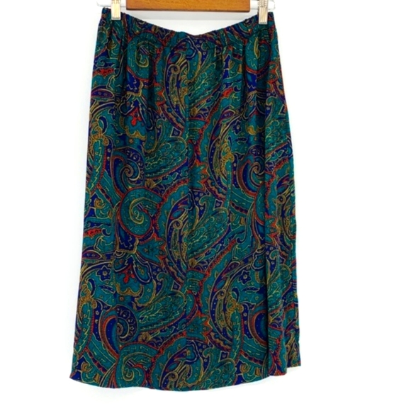 Vintage Paisley Midi Skirt 100% Rayon - Picture 2 of 4
